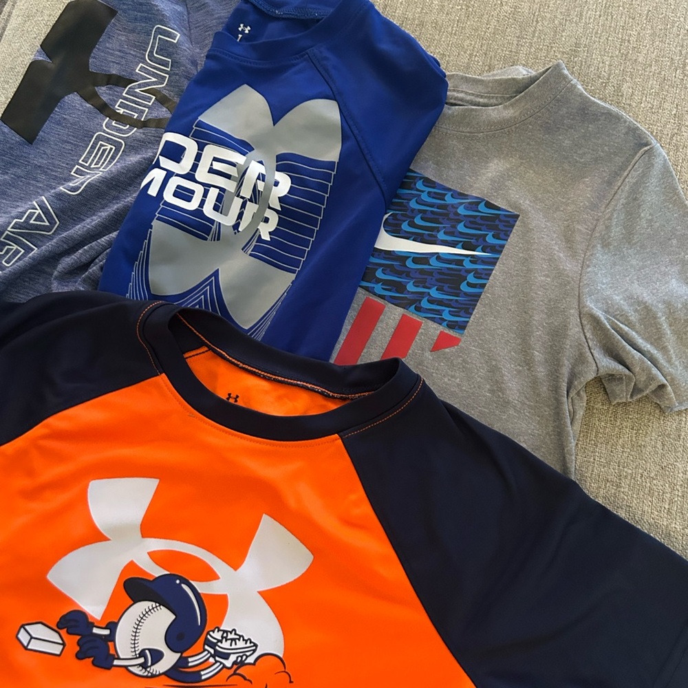 Kids athletic shirt bundle: UA and Nike